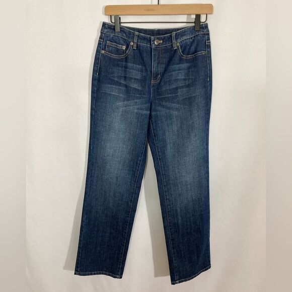 Vintage Talbots Jeans Women’s 4 Blue Denim Straight Leg Y2K Embroidered - Picture 2 of 12